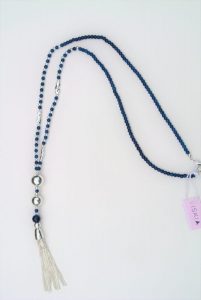 Navy Bead Tassel Necklace
