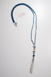 Navy Bead Tassel Necklace