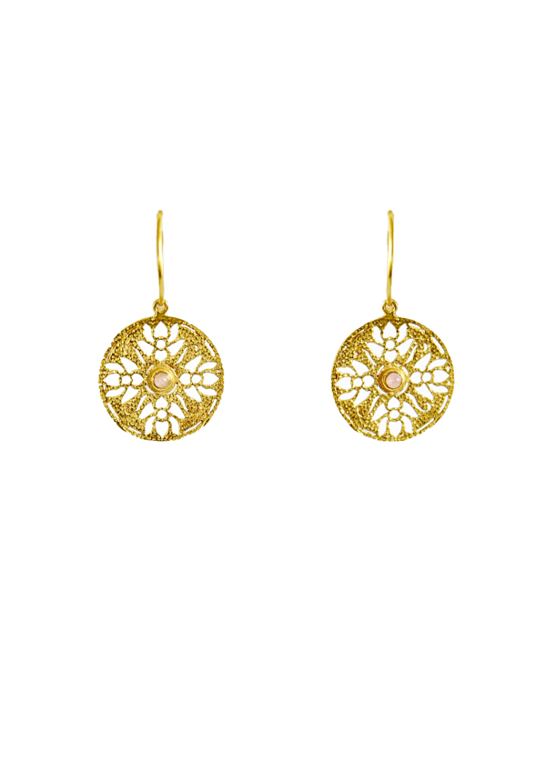 Mini Hoop Moon Stone Earrings 2 colours | Iskia Designs